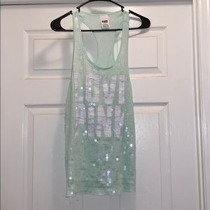 Victoria secret tank top all sequin front.